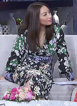 Jeannie’s multi colored floral print v-neck dress on The Real