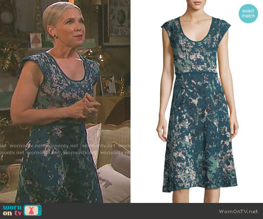 M Missoni Scoop-Neck Floral Jacquard Cap-Sleeve Dress worn by Jennifer Horton (Melissa Reeves) on Days of our Lives