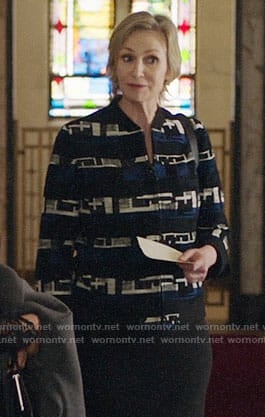 Madeline’s black and blue tweed jacket on The Good Fight