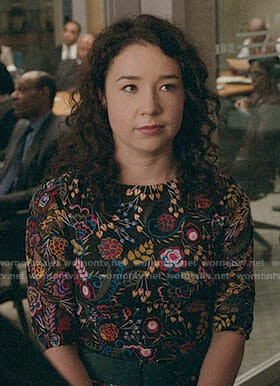 Marissa’s black floral dress on The Good Fight