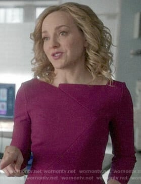 Marissa’s magenta asymmetric neck dress on Bull