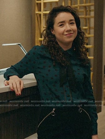 Marissa’s teal polka dot shirt on The Good Fight