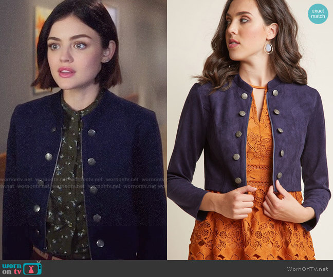 BB Dakota Faux-Suede Cropped Jacket worn by Stella Abbott (Lucy Hale) on Life Sentence