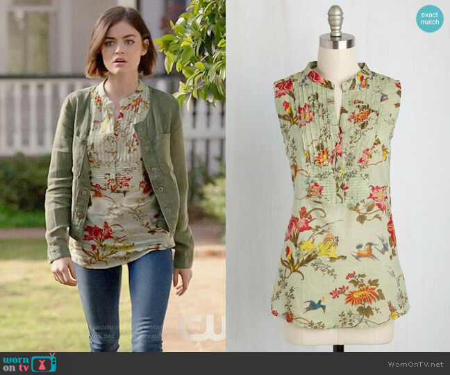 On Your Roam Time Cotton Tunic in Aviary from Modcloth worn by Stella Abbott (Lucy Hale) on Life Sentence