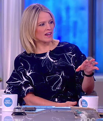Sara’s blue floral print jumpsuit on The View