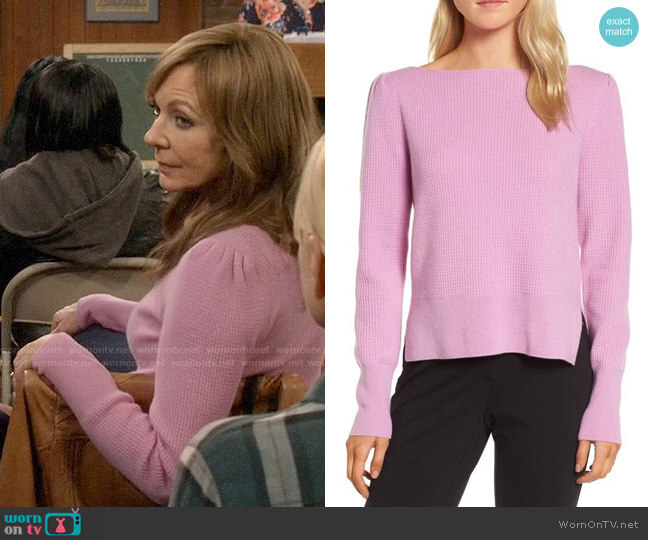 Nordstrom Signature Waffle Stitch Cashmere Sweater worn by Bonnie Plunkett (Allison Janney) on Mom