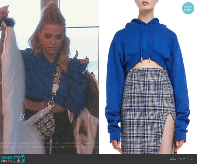 Off-White Cropped Cotton Hoodie Sweatshirt worn by Dorit Kemsley on The Real Housewives of Beverly Hills