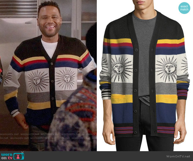 Ovadia & Sons Striped Sunny Wool Cardigan worn by Andre Johnson (Anthony Anderson) on Black-ish