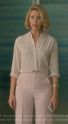 Petra’s pink striped shirt and trousers on Jane the Virgin