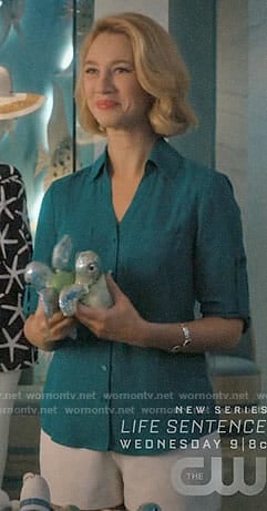 Petra’s teal blue button down shirt on Jane the Virgin