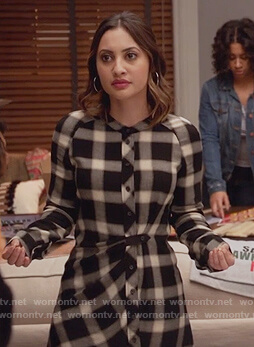 Ana’s plaid shirtdress on Grown-ish