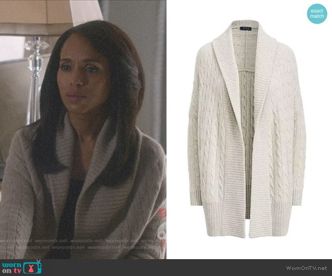 Polo Ralph Lauren Cable Cashmere Shawl Cardigan worn by Olivia Pope (Kerry Washington) on Scandal