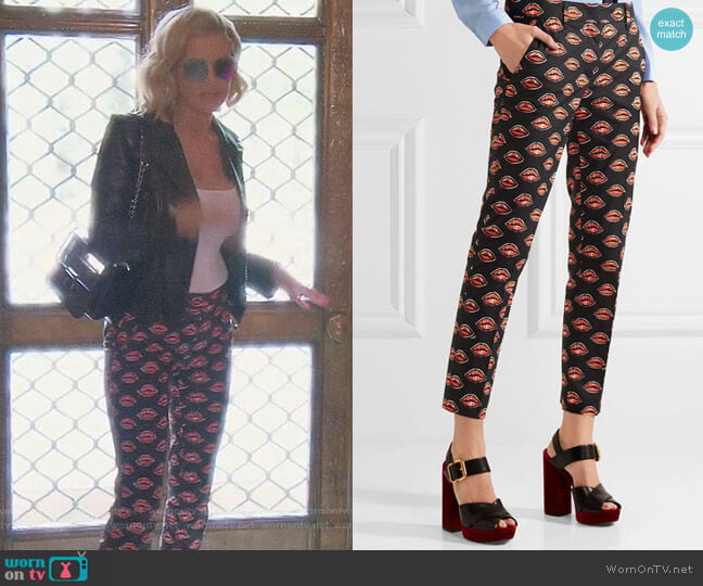 Prada Printed Slim-Leg Pants worn by Dorit Kemsley on The Real Housewives of Beverly Hills