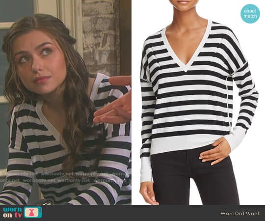 Rag & Bone Stripe V-Neck Sweater worn by Ciara Brady (Victoria Konefal) on Days of our Lives
