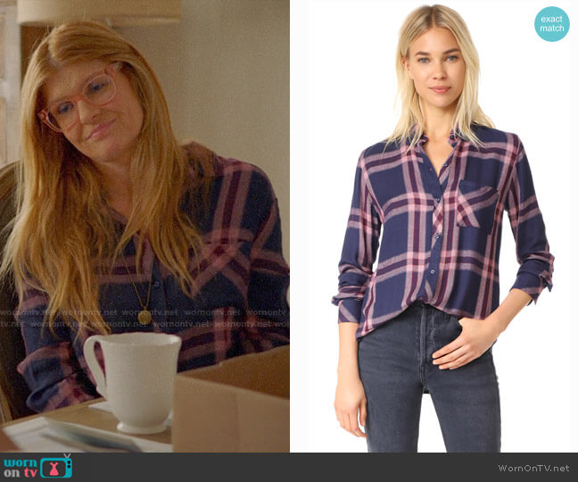 Rails Hunter Shirt in Admiral / Cranberry Melange worn by Abby Clark (Connie Britton) on 9-1-1