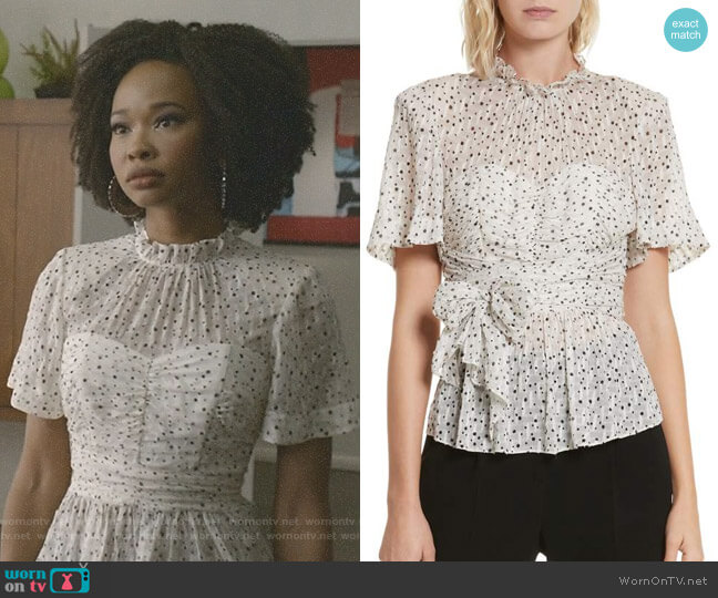 Rebecca Taylor Star Tie Silk Blend Blouse worn by Monica Colby (Wakeema Hollis) on Dynasty