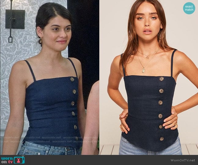 Reformation Shell Top worn by Sabrina Pemberton (Sofia Black D'Elia) on The Mick