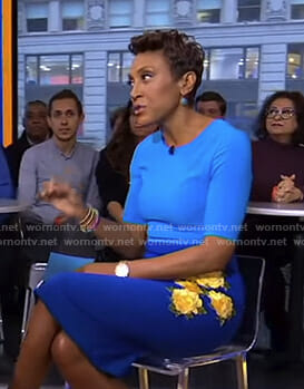Robin’s blue two-tone dress on Good Morning America