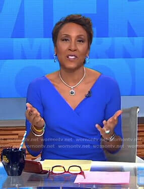 Robin’s blue wrap dress on Good Morning America