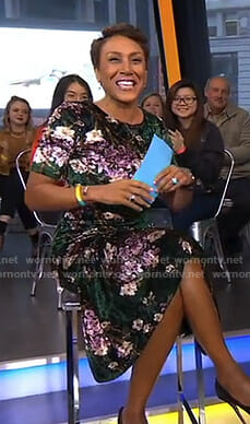 Robin’s green floral velvet dress on Good Morning America
