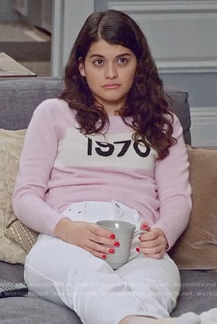 Sabrina’s pink 1970 sweater on The Mick