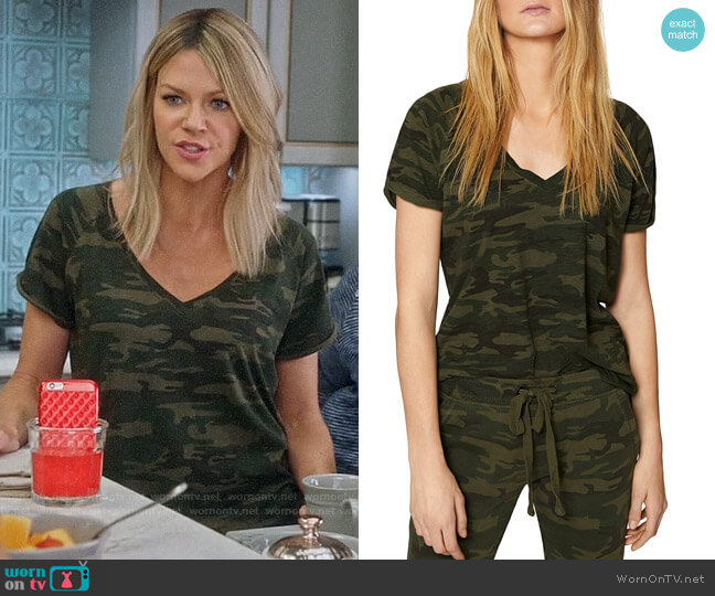 Sanctuary Camo V-neck Tee worn by Mackenzie Murphy (Kaitlin Olson) on The Mick
