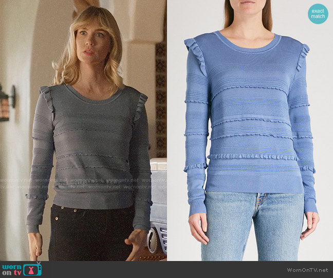Sandro Barbo Ruffle Trim Sweater worn by Melissa Shart (January Jones) on Last Man On Earth