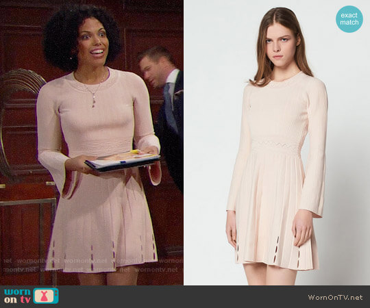 Sandro Terez Dress in Powder worn by Maya Avant (Karla Mosley) on The Bold and the Beautiful