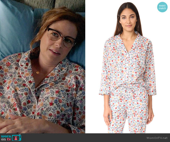 Sleepy Jones Liberty Edenham Floral Marina Pajamas worn by Lena (Jenna Fischer) on Splitting Up Together