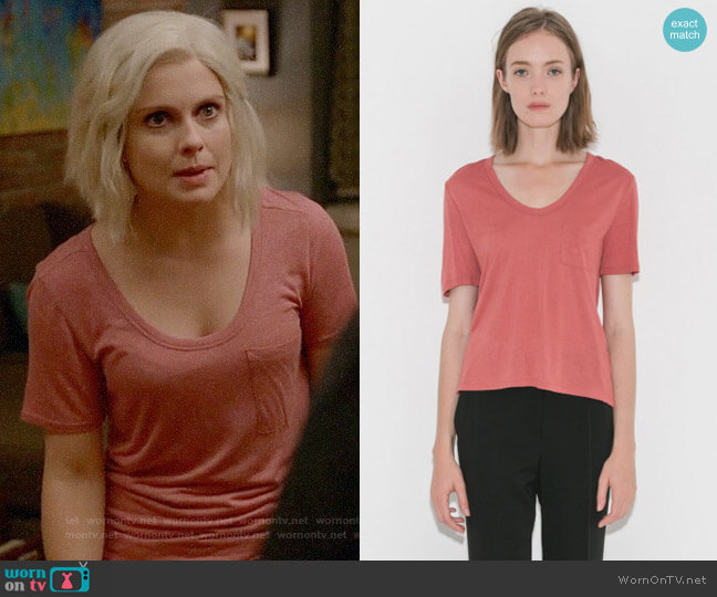 T by Alexander Wang Cropped Tee w/ Chest Pocket worn by Liv Moore (Rose McIver) on iZombie