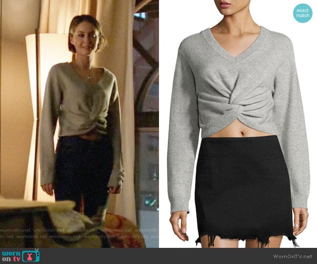T by Alexander Wang Twist-Front Sweater worn by Thea Queen (Willa Holland) on Arrow