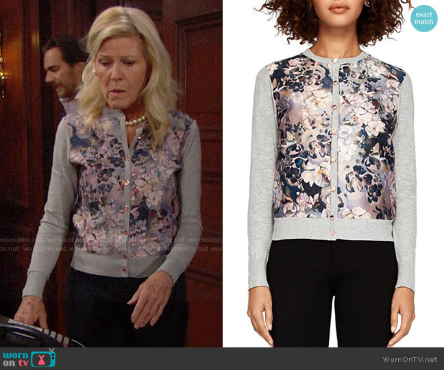 Naveya Eloquent Jacquard Cardigan by worn by Pamela Douglas (Alley Mills) on The Bold and the Beautiful