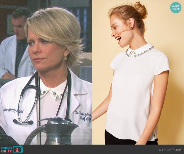 Ted Baker Tillda Embellished Collar Top worn by Kayla Brady (Mary Beth Evans) on Days of our Lives