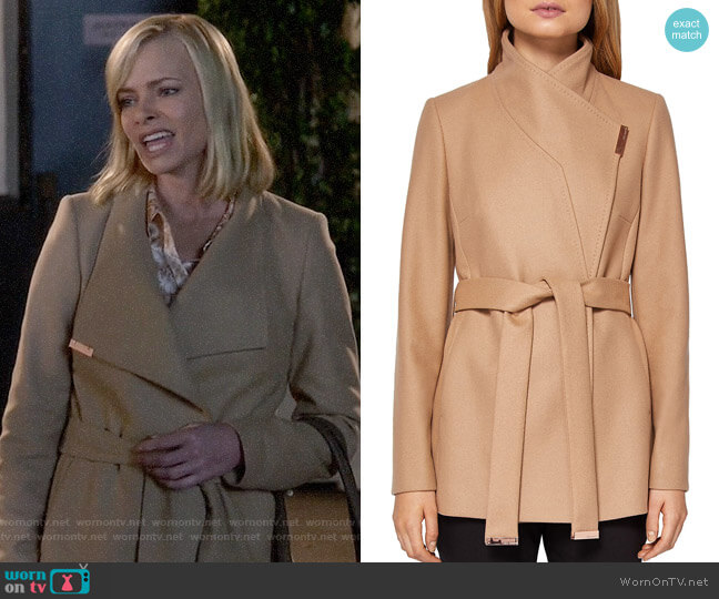 Ted Baker Keyla Short Wrap Coat worn by Jill Kendall (Jaime Pressly) on Mom