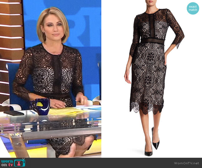 The Kooples Lace Mix Openwork Dress worn by Amy Robach on Good Morning America