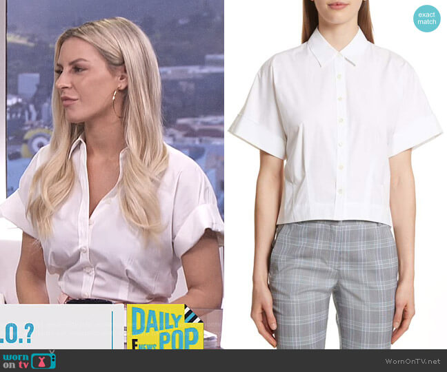 Theory Stretch Cotton Crop Button Down Shirt worn by Morgan Stewart on E! News