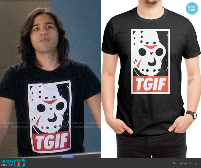 TGIF T-shirt from Threadless worn by Cisco Ramon (Carlos Valdes) on The Flash