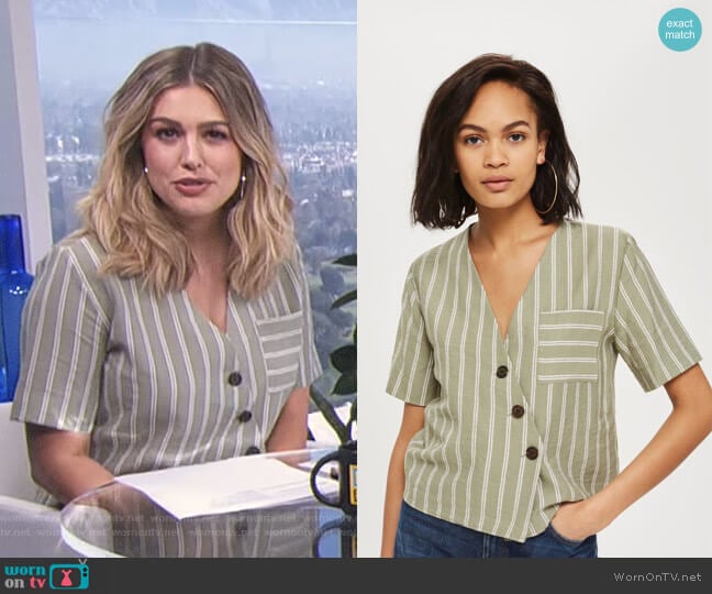 Topshop Striped Linen Shirt worn by Carissa Loethen Culiner on E! News