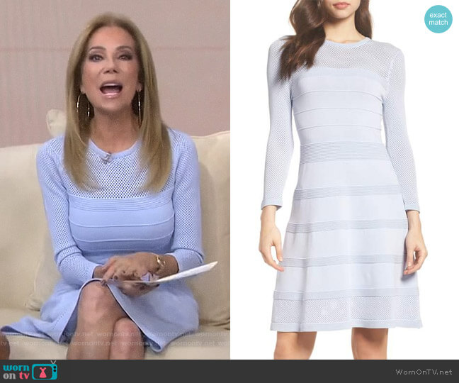 Vince Camuto Mix Stitch Pointelle Fit & Flare Dress worn by Kathie Lee Gifford on Today