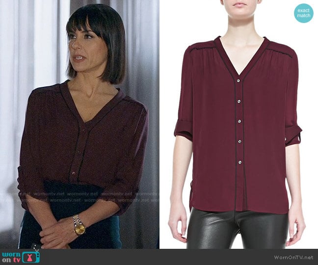Vince Contrast Piping Blouse worn by Quinn King (Constance Zimmer) on UnReal