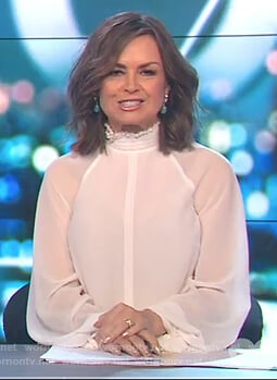 Lisa’s white tie cuff blouse on The Project