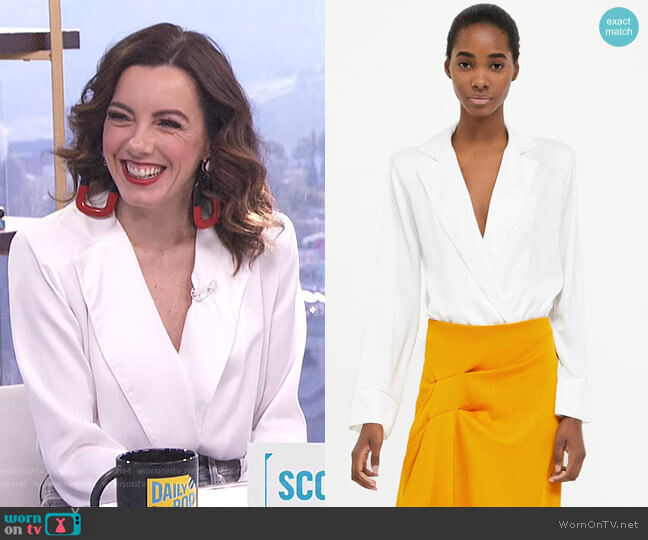 Zara Bodysuit with Shoulder Pads worn by Melanie Bromley on E! News