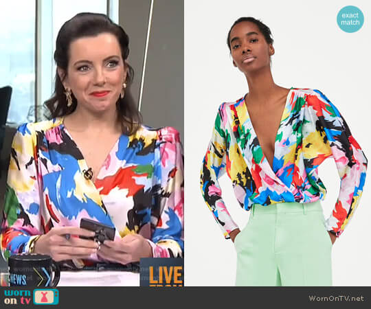 Zara Floral Print Bodysuit worn by Melanie Bromley on E! News