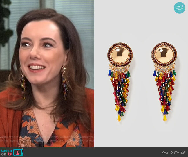 Zara Metal and Glass Earrings worn by Melanie Bromley on E! News