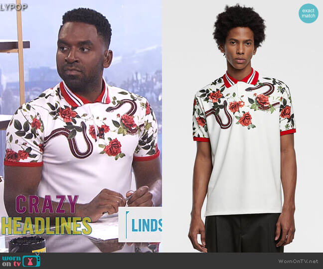 Zara Printed Polo Shirt worn by Justin Sylvester on E! News