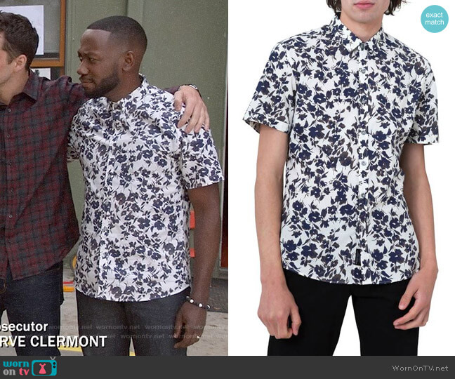 7 Diamonds Magnificent Floral Print Sport Shirt worn by Winston Bishop (Lamorne Morris) on New Girl