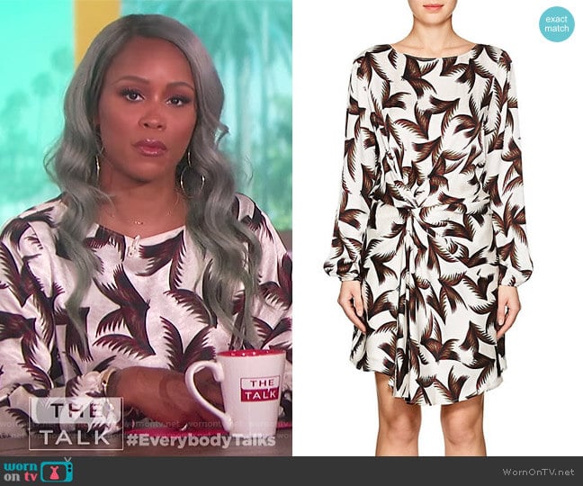 ALC Freja Palm-Leaf-Print Silk Dress worn by Eve on The Talk