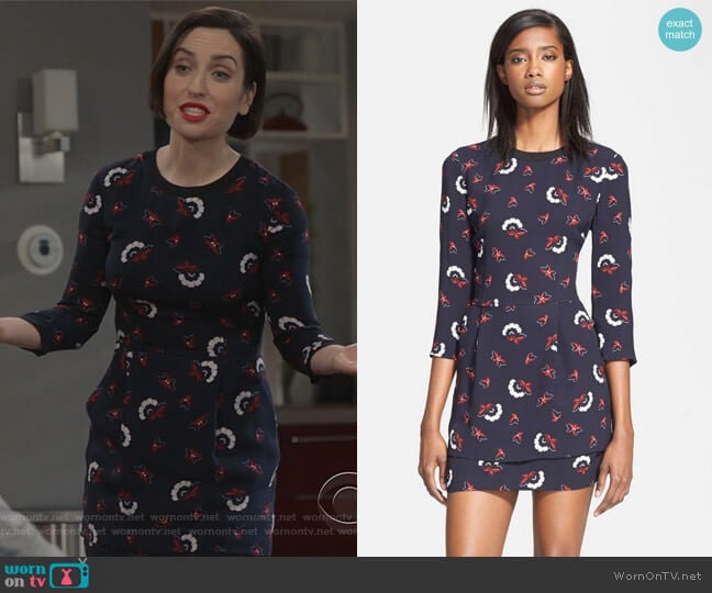 ALC Tordi Print Silk Minidress worn by Jennifer Short (Zoe Lister-Jones) on Life in Pieces