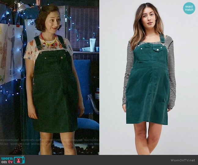 ASOS DESIGN Maternity Cord Overall Dress worn by Carol Pilbasian (Kristen Schaal) on Last Man On Earth