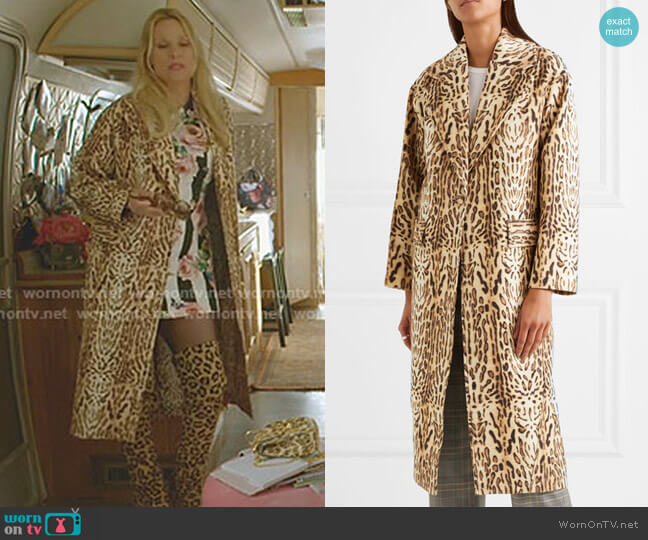 Adam Lippes Leopard-Print Wool-Gabardine Coat worn by Alexis Carrington (Elaine Hendrix) on Dynasty